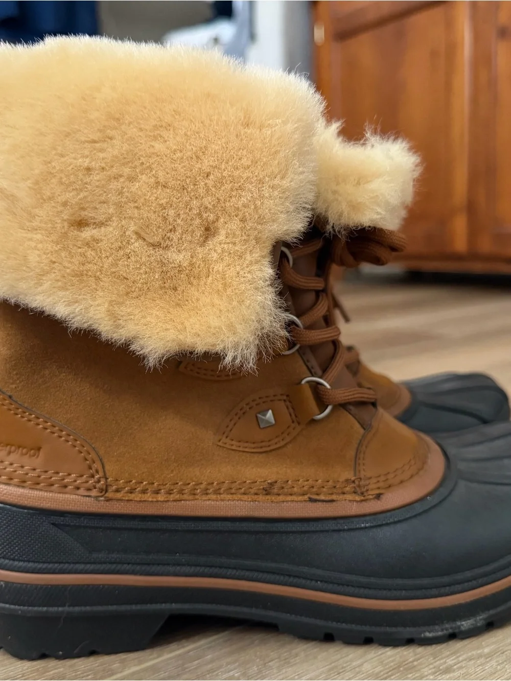 CROCS Brown & Blue Waterproof Winter Boots with Plush Lining